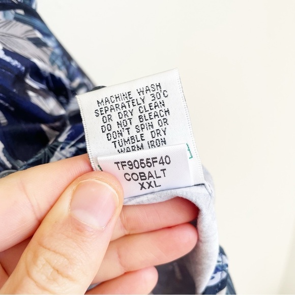 Bugatchi Uomo Hawaiian Floral Short Sleeve Shirt button up cobalt blue size XXL - Picture 6 of 9